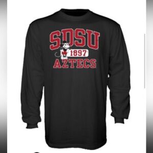 SDSU Aztecs Black Long Sleeve Shirt Mickey Mouse Disney SDSU Jersey Shirt XL